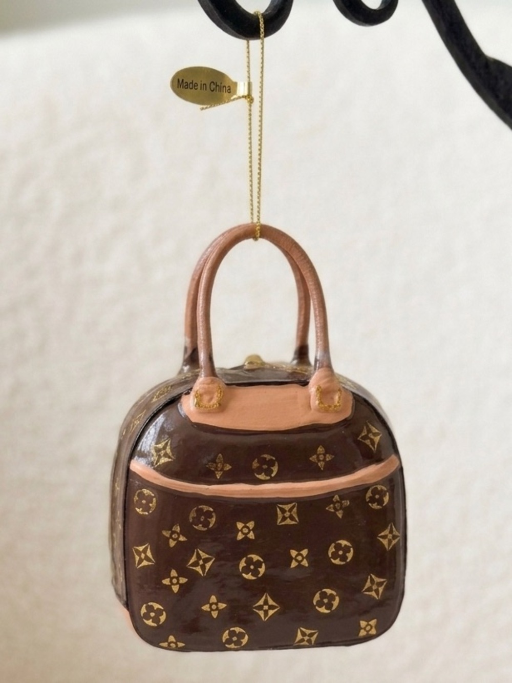 Quatrefoil Fashion Dome Handbag Ornament by Cody Foster Brown/Mauve NEW